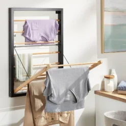Wall Mounted Drying Rack Black - Brightroomâ„¢: Steel Pull Down Clothes Dryer, Folding Mountable, 10kg Capacity