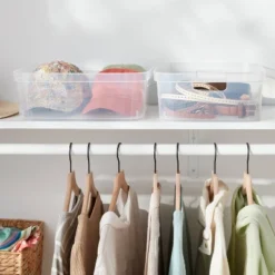 2pk Medium Open Storage Bins Clear - Brightroomâ„¢: Plastic Utility Tubs, Portable Universal Storage, 13.2 Volume Capacity