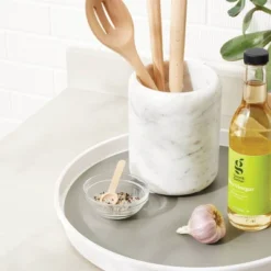 15" Lazy Susan Turn Table - Brightroomâ„¢: Non-Slip Kitchen Organizer, White, Plastic, Lifetime Warranty