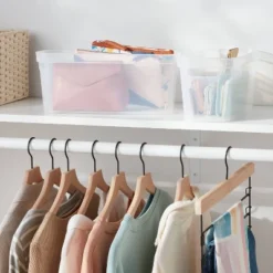 2pk Slim Open Storage Bins Clear - Brightroomâ„¢: Stackable Plastic Utility Tubs, 7.1 Volume, Nesting, Spot Clean