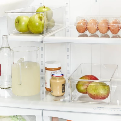 Small Wide Fridge And Pantry Organizer Bin - Brightroom™: Clear Kitchen Storage, Freezer-Safe, 10.5"x6.94" 3 Small Wide Fridge And Pantry Organizer Bin - Brightroom™: Clear Kitchen Storage, Freezer-Safe, 10.5"x6.94"