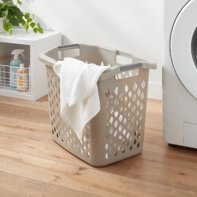 2.1bu Lamper Gray - Brightroom™: Plastic Clothes Hamper With Built-In Handles, Open-Top, 1 Compartment, 19.55 Capacity 3 2.1bu Lamper Gray - Brightroom™: Plastic Clothes Hamper With Built-In Handles, Open-Top, 1 Compartment, 19.55 Capacity
