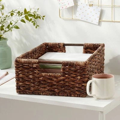 Woven Abaca Folio Bin - Brightroom™: Handwoven Brown Storage Basket, Rectangle, Lacquered Finish, Ethical Handcraft 3 Woven Abaca Folio Bin - Brightroom™: Handwoven Brown Storage Basket, Rectangle, Lacquered Finish, Ethical Handcraft