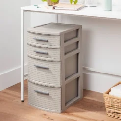 4 Drawer Weave Tower Dark Gray - Brightroomâ„¢: Plastic Storage Organizer, Portable Utility Drawers, Universal Storage