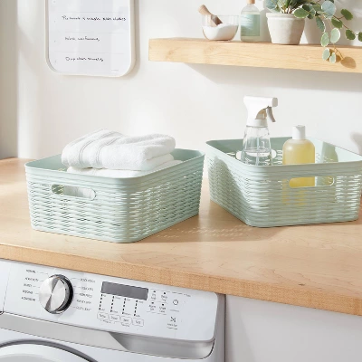 2pk Wave Medium Decorative Basket Mint Green - Brightroom™ 3 2pk Wave Medium Decorative Basket Mint Green - Brightroom™