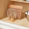 Wood 4 Slot Cutting Board Pan Lid Organizer Yellow - Brightroom™
