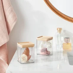 Extra Small Clear Canister With Bamboo Lid 2pk - Brightroomâ„¢