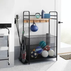 Metal Storage Rack - Brightroomâ„¢: Black Iron Utility Shelf, Garage Storage, 57.875" H, 42.25" W, 50 Lb Capacity