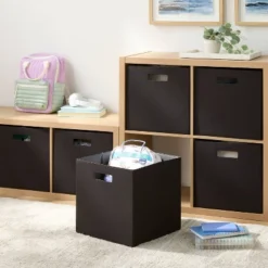 13" Fabric Bin 6pk Black - Brightroomâ„¢