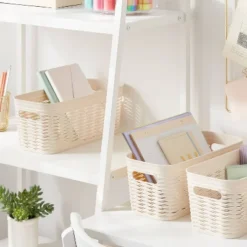 3pk Wave Half Medium Decorative Baskets Cream - Brightroomâ„¢