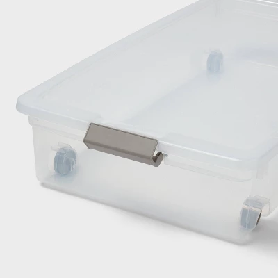 60qt Latching Clear Storage Box With Gray Latches - Brightroom™ 4 60qt Latching Clear Storage Box With Gray Latches - Brightroom™ - Image 2