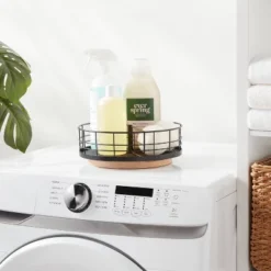 Divided Turntable Black Wire With Natural Wood - Brightroomâ„¢