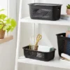 Narrow Small Decorative Plastic Bin Black - Brightroom™: Modern Rectangle, 3.2 Volume, Cut-Out Handles -Brightroom GUEST 44024ce8 96d5 4ca0 9ed2 4586f0ceea78