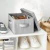 Fabric Shoe Bin With Lid Light Gray - Brightroom™: Square Storage With Handles, Fits 13" Cube System, No Assembly Required -Brightroom GUEST 473b64ee 3c02 4df6 b83c c3eb966b4a33