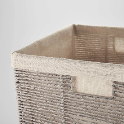 Twisted Rope Hamper Gray - Brightroom™: Open-Top Laundry Storage With Removable Liner, Metal Frame, Ethical Handcraft 4 Twisted Rope Hamper Gray - Brightroom™: Open-Top Laundry Storage With Removable Liner, Metal Frame, Ethical Handcraft - Image 2