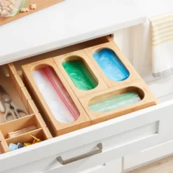 Natural Plastic Food Storage Bag Organizer Yellow - Brightroomâ„¢: Freestanding Bag Holder, Kitchen Dispenser, 12.75"x12.75"