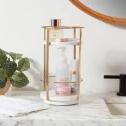 Brightroom 35 10" X 5.7" Round Metal Countertop Turntable Brass - Brightroomâ„¢