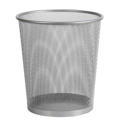 Mesh Waste Basket Silver - Brightroom™: Steel Wire Mesh, Office Trash Can, Nonslip Base, Fingerprint-Resistant 3 Mesh Waste Basket Silver - Brightroom™: Steel Wire Mesh, Office Trash Can, Nonslip Base, Fingerprint-Resistant