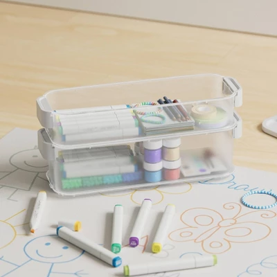 Click In Place 4.5qt Clear Slim Plastic Storage Bin With White Latch For Home And Office Organization - Brightroom™ 9 Click In Place 4.5qt Clear Slim Plastic Storage Bin With White Latch For Home And Office Organization - Brightroom™ - Image 7