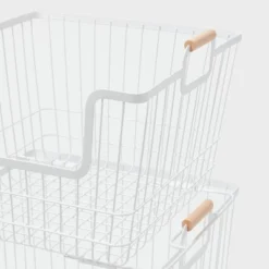 2pk Stacking Wire Laundry Baskets With Wooden Handles - Brightroom™ 5 2pk Stacking Wire Laundry Baskets With Wooden Handles - Brightroom™ -Brightroom GUEST 5ad4c5a4 e068 47ee abfc 040de5592c7d