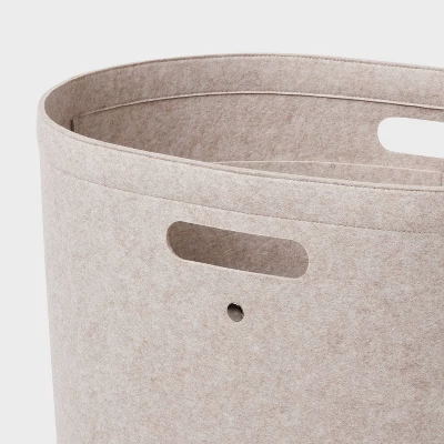 Felt Double Laundry Hamper Oatmeal - Brightroom™: Polyester, 6000 Volume, Adjustable, Open-Top, Kids & Baby Clothes Sorter 4 Felt Double Laundry Hamper Oatmeal - Brightroom™: Polyester, 6000 Volume, Adjustable, Open-Top, Kids & Baby Clothes Sorter - Image 2