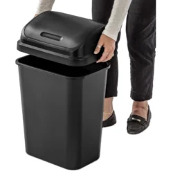 7.8gal Swing Top Waste Can Black - Brightroom™: Indoor Trash Bin With Lid, Textured Plastic, 21.375" Height -Brightroom GUEST 63a5ad24 6df2 45cf 86e5 8dfd743d4b53