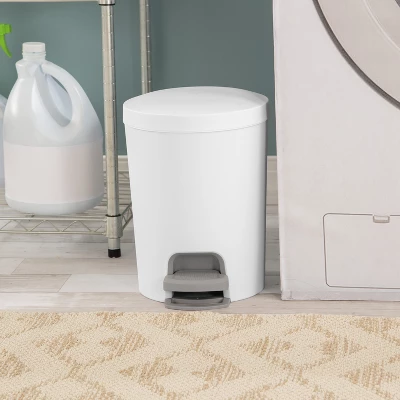 1.6gal Round Step Trash Can - Brightroom™: Compact Pedal-Operated Lid, Small Bathroom Bin, Textured White Finish 6 1.6gal Round Step Trash Can - Brightroom™: Compact Pedal-Operated Lid, Small Bathroom Bin, Textured White Finish - Image 4