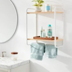 Wood Wall Shelf White Metal - Brightroom™