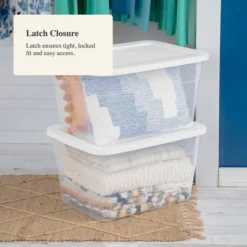 56qt Clear Non-Latching Storage Box With White Lid - Brightroom™ -Brightroom GUEST 80e13dd9 8840 44b7 a511 0563ccffa9b3