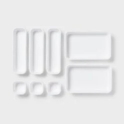 8pc Plastic Drawer Organizer Set White - Brightroom™: Modern In-Drawer Flatware Storage, Multiple Compartments, Dishwasher-Safe -Brightroom GUEST 8a05cd16 2477 4b31 b944 8d38c9b0bb9c