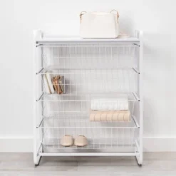 4 Drawer Metal Storage Organizer White - Brightroomâ„¢: Steel Utility Storage, Fixed Shelves, Universal Wire Drawers
