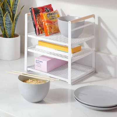 Metal 3-Tier Adjustable Shelf Box Organizer White - Brightroom™: Kitchen Storage & Pantry Organizer, Iron Shelf Riser 3 Metal 3-Tier Adjustable Shelf Box Organizer White - Brightroom™: Kitchen Storage & Pantry Organizer, Iron Shelf Riser