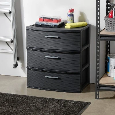 3 Drawer Wide Tower - Black - Brightroom™ 3 3 Drawer Wide Tower - Black - Brightroom™