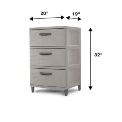3 Drawer Storage Cabinet Gray - Brightroom™: Plastic Utility Storage Drawers, Universal Organization, No Assembly Required -Brightroom GUEST a2c50798 8e68 47ba b739 503eb0339439