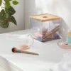 Clear Canister Large With Bamboo Lid - Brightroom™: Bathroom Container With Lid, Qtip Holder, 6"x6"x6" Plastic