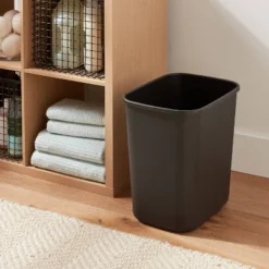 7gal Wastebasket Black - Brightroomâ„¢: Compact 7.7 Gallon Indoor Trash Can, Rectangle, Polypropylene, Open Top, Dorm Use