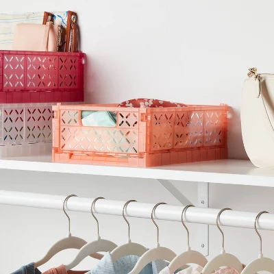 Rectangular Plastic Foldable Medium Crate Orange - Brightroom™ 3 Rectangular Plastic Foldable Medium Crate Orange - Brightroom™