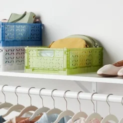 Rectangular Plastic Foldable Medium Crate Green - Brightroomâ„¢