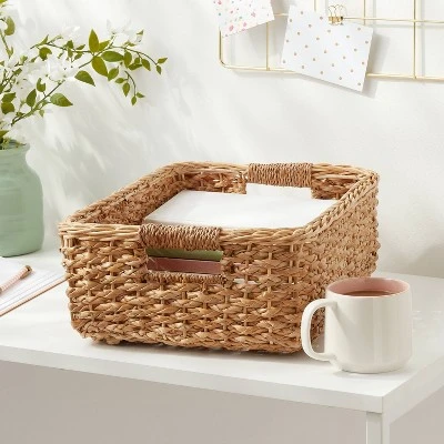 Braided Seagrass Folio Bin - Brightroom™: Handwoven Khaki Storage Basket, Rectangle, 6"x12"x17", Nest Seal Certified 3 Braided Seagrass Folio Bin - Brightroom™: Handwoven Khaki Storage Basket, Rectangle, 6"x12"x17", Nest Seal Certified