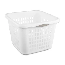 1.5bu Plastic Square Laundry Basket - Brightroom™: Medium White Clothes Hamper With Built-In Handles, Portable Storage -Brightroom GUEST b3a07e8d 196b 494f a6c1 dc231ca035ec
