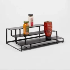 3-Tier Metal Expandable Spice Rack With Powder Coated Finish Black - Brightroom™: Kitchen Organizer, Iron, 14" Width -Brightroom GUEST b5630b2a 7341 41b3 9480 c165ed9e2e84
