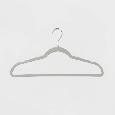 10pk Thin Plastic Hangers Gray - Brightroom™: Slim Clothes Hangers For Adults, 17.5" X 9.1" X 0.2", Household Use 4 10pk Thin Plastic Hangers Gray - Brightroom™: Slim Clothes Hangers For Adults, 17.5" X 9.1" X 0.2", Household Use - Image 2