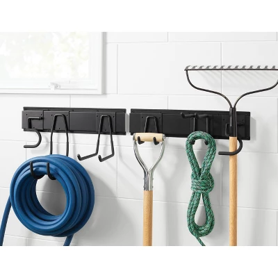 Heavy Duty Garage Tool Hook And Rail Kit - Brightroom™: Wall Mounted Storage, Steel, Black, 36" Width, 90 Lb Capacity 4 Heavy Duty Garage Tool Hook And Rail Kit - Brightroom™: Wall Mounted Storage, Steel, Black, 36" Width, 90 Lb Capacity - Image 2