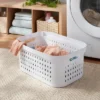 1.5bu Rectangle Modern Laundry Basket - Brightroom™: White Plastic Clothes Basket With Built-In Handles, Medium Size 1 1.5bu Rectangle Modern Laundry Basket - Brightroom™: White Plastic Clothes Basket With Built-In Handles, Medium Size -Brightroom GUEST b7635510 3a99 4abc bd08 f7074959aef2