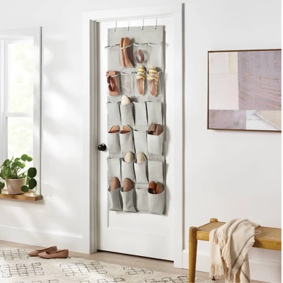 Over The Door 24 Pocket Mesh Shoe Organizer Light Gray - Brightroom™ 3 Over The Door 24 Pocket Mesh Shoe Organizer Light Gray - Brightroom™