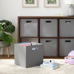 13" Fabric Bin 6pk Gray - Brightroomâ„¢