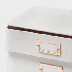 2 Drawer Decorative Fabric Box Ivory - Brightroom™: Rectangle, Off-White, Paper & Polyester, Spot Clean, 6"x10"x13" -Brightroom GUEST b971c7c7 c3ea 4521 8cfc e2c7dcccbc2f