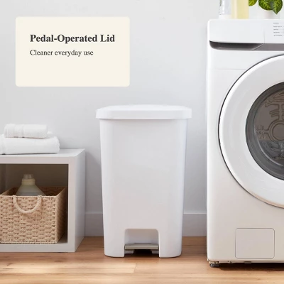 11.9gal Step Trash Can White - Brightroom™: Pedal-Operated Kitchen Garbage Can, Textured Plastic, Indoor Use 5 11.9gal Step Trash Can White - Brightroom™: Pedal-Operated Kitchen Garbage Can, Textured Plastic, Indoor Use - Image 3