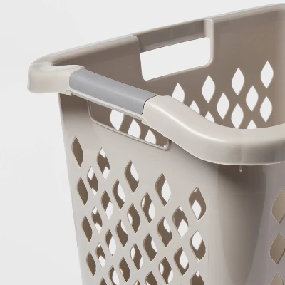 2.1bu Lamper Gray - Brightroom™: Plastic Clothes Hamper With Built-In Handles, Open-Top, 1 Compartment, 19.55 Capacity 4 2.1bu Lamper Gray - Brightroom™: Plastic Clothes Hamper With Built-In Handles, Open-Top, 1 Compartment, 19.55 Capacity - Image 2