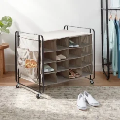 4 Tier Rolling Cubby Shoe Rack Gray - Brightroomâ„¢